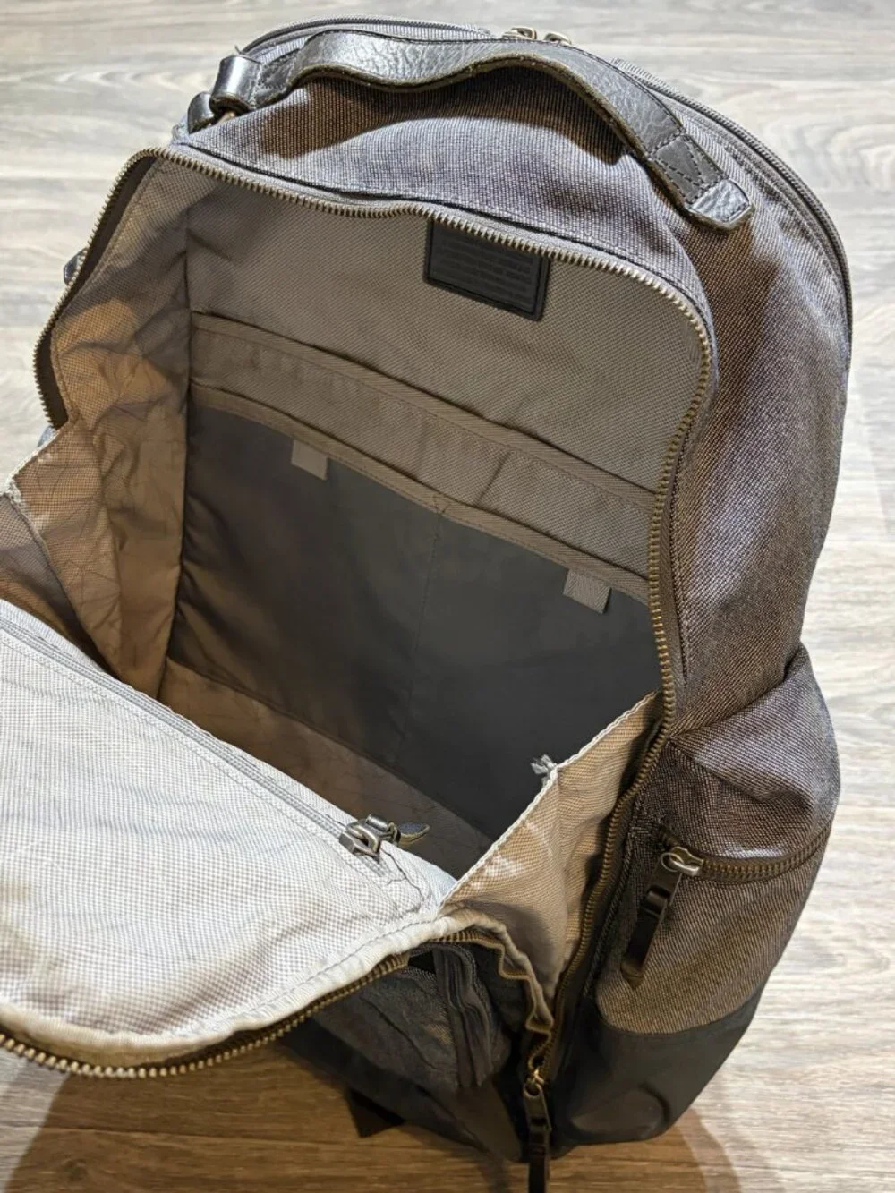 Tumi Alpha Bravo Denim Gray Backpack Multi Compartments Travel Work 61083